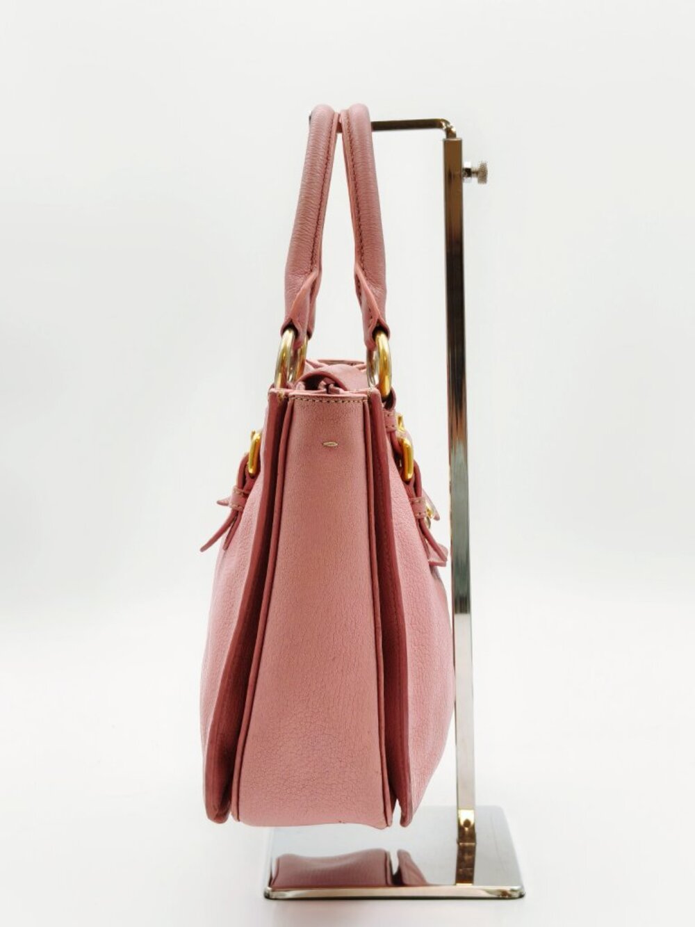 Miu Miu Pink Vitello Leather Satchel Top Handle Bag Gold Hardware - Picture 3 of 15